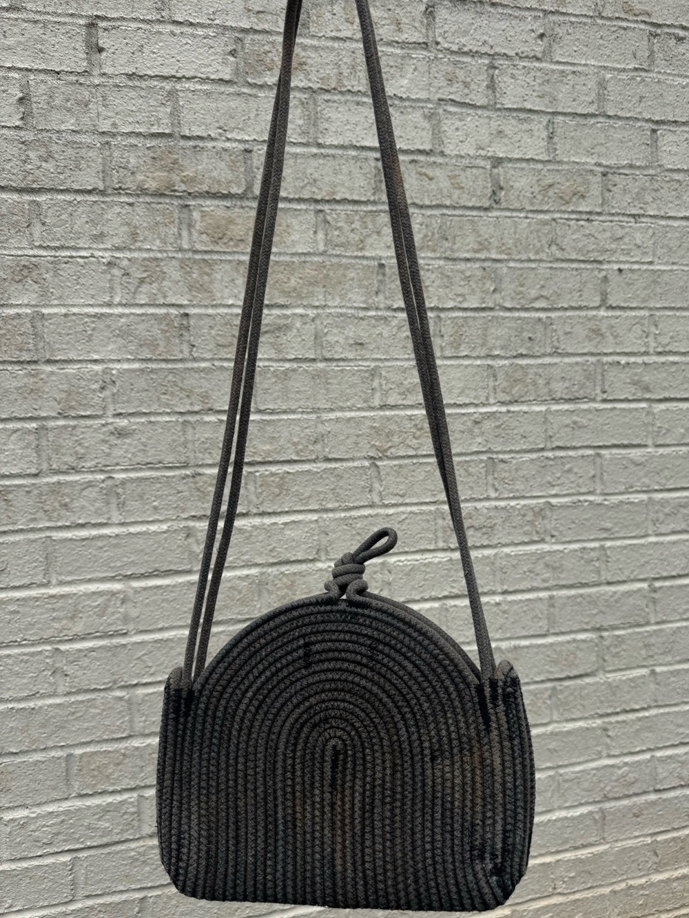 Apprvl NYC Handmade Authentic Rope Woven Arch Crossbody Bag in Charcoal Grey